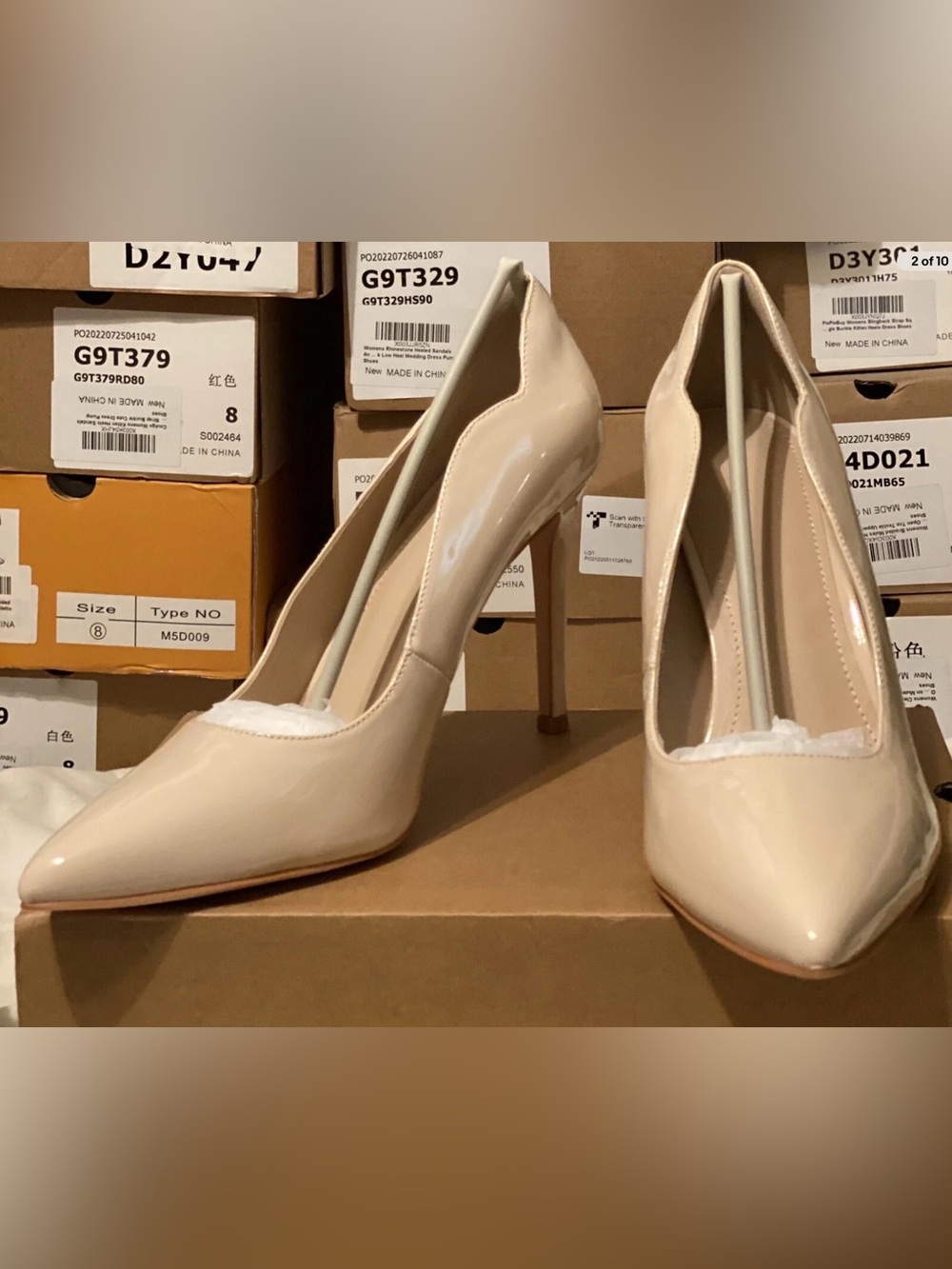 Elegant Nude Patent Pointed-Toe Stiletto Pumps - Women Size 9 NIB